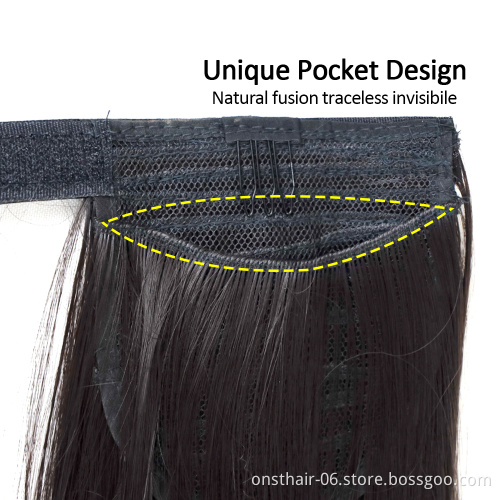 Straight And Kinky Curly Long Wavy Pocket Ponytail Wrap on Clip Hair In synthetic Hair Extension Pony Tail Fack Hair Eextension
